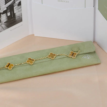 [Saipan]LUCKY CLOVER 5-MOTIF BRACELET -  TIGER’S EYE COLLECTION