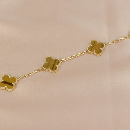 [Saipan]LUCKY CLOVER 5-MOTIF BRACELET -  TIGER’S EYE COLLECTION