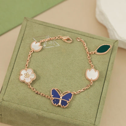 [Saipan]SPRING ENCHANTMENT BUTTERFLY & FLORAL CHARM BRACELET