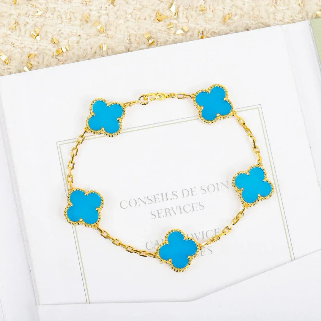 [Saipan]LUCKY CLOVER 5-MOTIF BRACELET - TURQUOISE COLLECTION