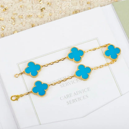 [Saipan]LUCKY CLOVER 5-MOTIF BRACELET - TURQUOISE COLLECTION