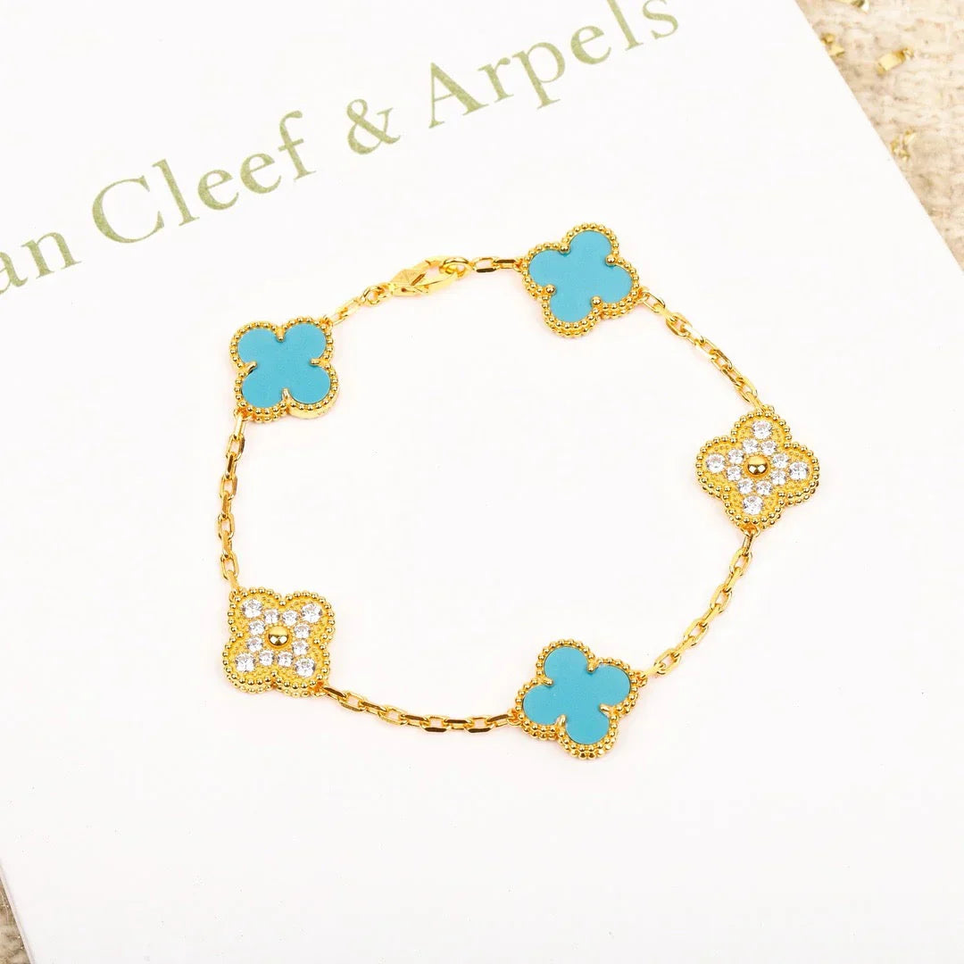 [Saipan]LUCKY CLOVER 5-MOTIF BRACELET - TURQUOISE COLLECTION