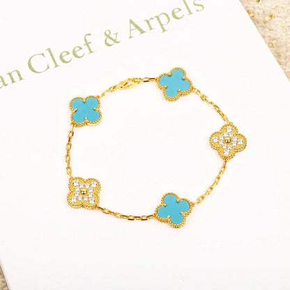 [Saipan]LUCKY CLOVER 5-MOTIF BRACELET - TURQUOISE COLLECTION