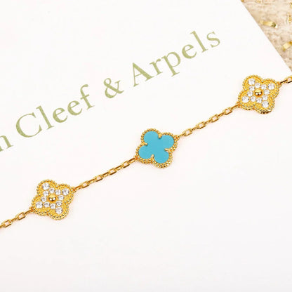 [Saipan]LUCKY CLOVER 5-MOTIF BRACELET - TURQUOISE COLLECTION