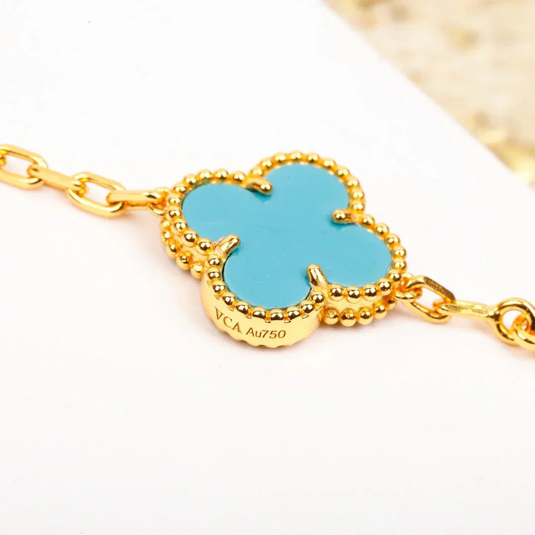 [Saipan]LUCKY CLOVER 5-MOTIF BRACELET - TURQUOISE COLLECTION