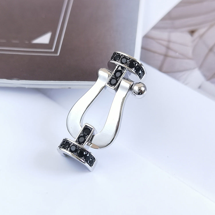 [Saipan]FORCE LARGE HORSESHOE BLACK DIAMOND BRACELET - WHITE GOLD