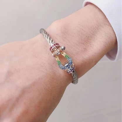 [Saipan]FORCE LARGE HORSESHOE COLORED DIAMOND BRACELET - ROSE GOLD