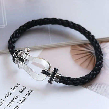 [Saipan]FORCE LARGE HORSESHOE BLACK DIAMOND BRACELET - WHITE GOLD