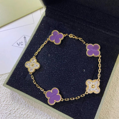 [Saipan]LUCKY CLOVER 5-MOTIF BRACELET - VIOLET COLLECTION