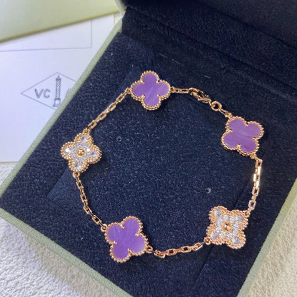 [Saipan]LUCKY CLOVER 5-MOTIF BRACELET - VIOLET COLLECTION