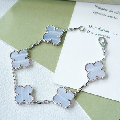 [Saipan]LUCKY CLOVER 5-MOTIF BRACELET - PURPLE CHALCEDONY COLLECTION