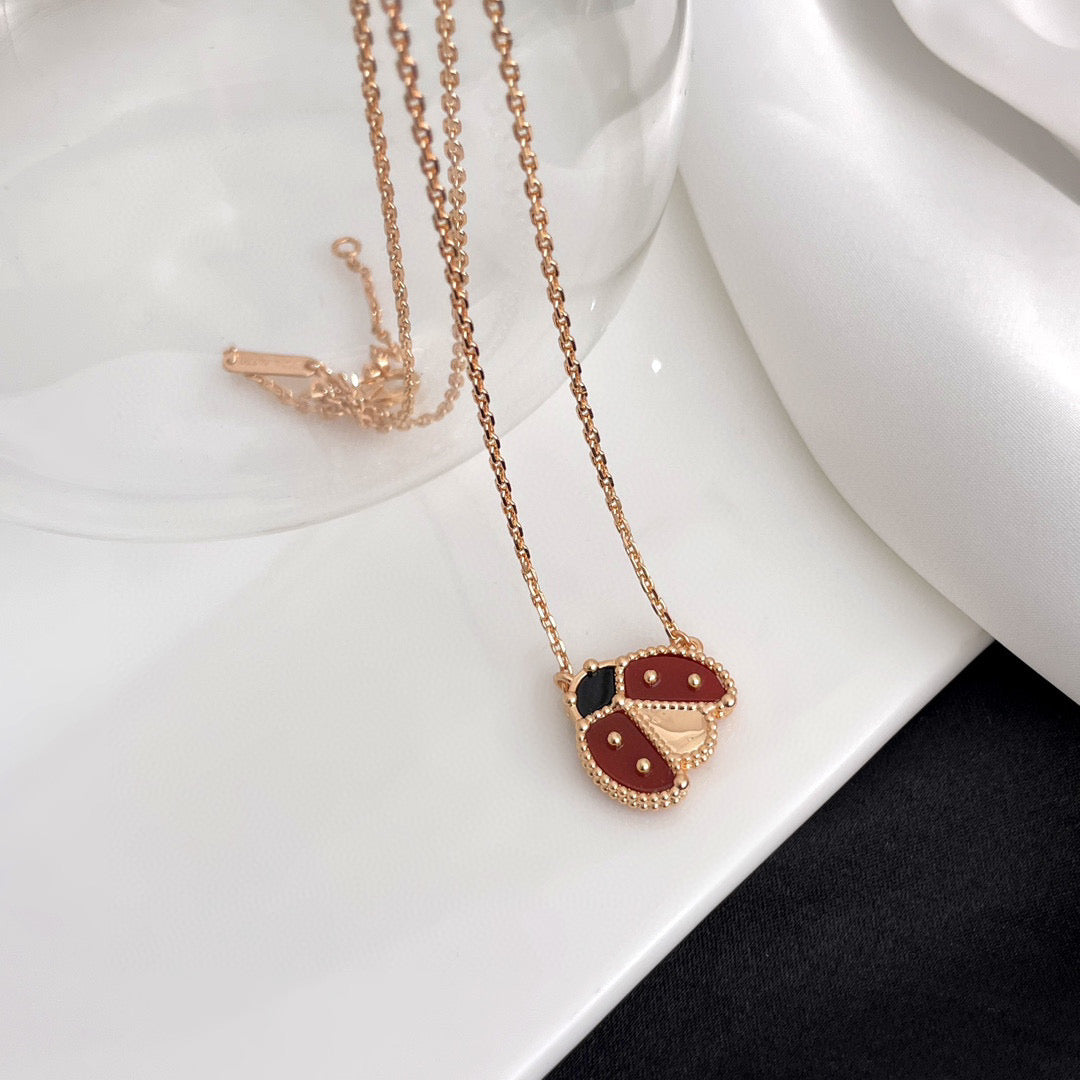 [Saipan]LUCKY CARNELIAN LADYBUG CHARM NECKLACE