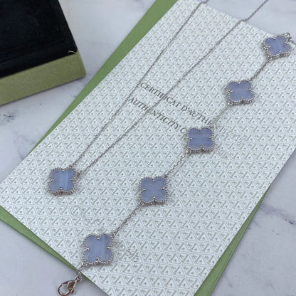 [Saipan]LUCKY CLOVER 5-MOTIF BRACELET - PURPLE CHALCEDONY COLLECTION