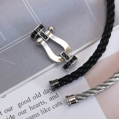 [Saipan]FORCE LARGE HORSESHOE BLACK DIAMOND BRACELET - WHITE GOLD