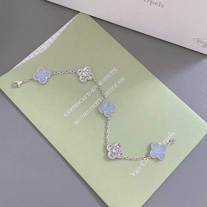 [Saipan]LUCKY CLOVER 5-MOTIF BRACELET - PURPLE CHALCEDONY COLLECTION