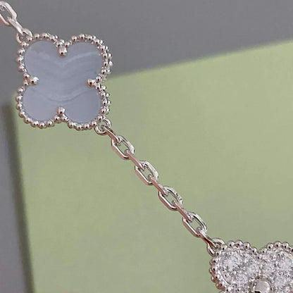 [Saipan]LUCKY CLOVER 5-MOTIF BRACELET - PURPLE CHALCEDONY COLLECTION