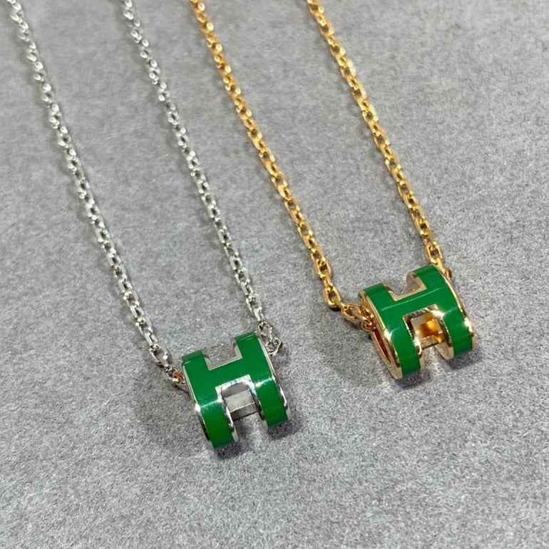 [Saipan]POP H GREEN NECKLACE SILVER AND GOLD