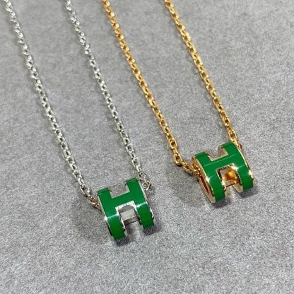 [Saipan]POP H GREEN NECKLACE SILVER AND GOLD