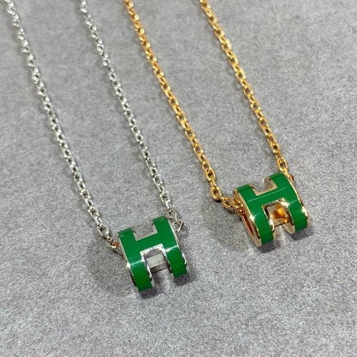 [Saipan]POP H GREEN NECKLACE SILVER AND GOLD