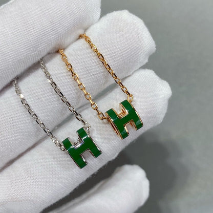[Saipan]POP H GREEN NECKLACE SILVER AND GOLD