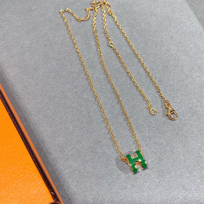 [Saipan]POP H GREEN NECKLACE SILVER AND GOLD