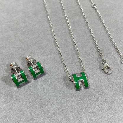 [Saipan]POP H GREEN NECKLACE SILVER AND GOLD