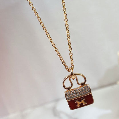 [Saipan]CONSTANCE RED PEDANT ROSE GOLD NECKLACE