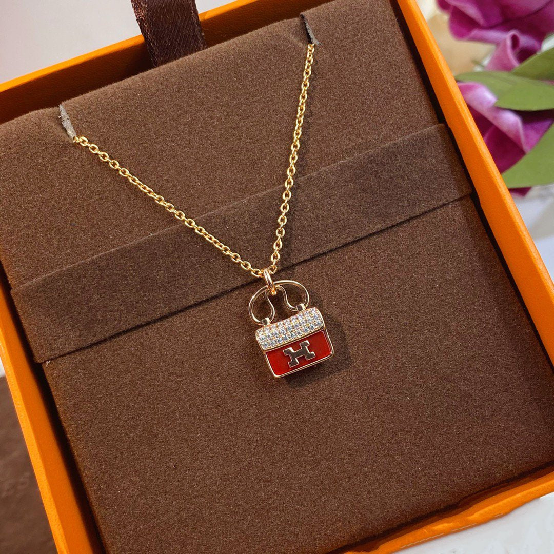 [Saipan]CONSTANCE RED PEDANT ROSE GOLD NECKLACE