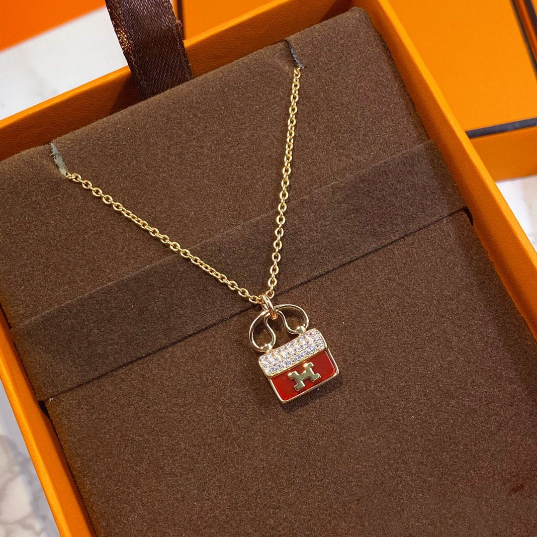 [Saipan]CONSTANCE RED PEDANT ROSE GOLD NECKLACE