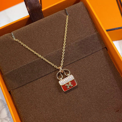 [Saipan]CONSTANCE RED PEDANT ROSE GOLD NECKLACE