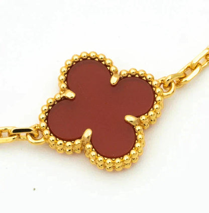[Saipan]LUCKY CLOVER 5-MOTIF BRACELET - RED CARNELIAN COLLECTION