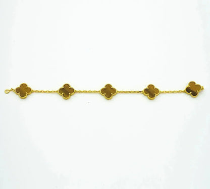 [Saipan]LUCKY CLOVER 5-MOTIF BRACELET -  TIGER’S EYE COLLECTION