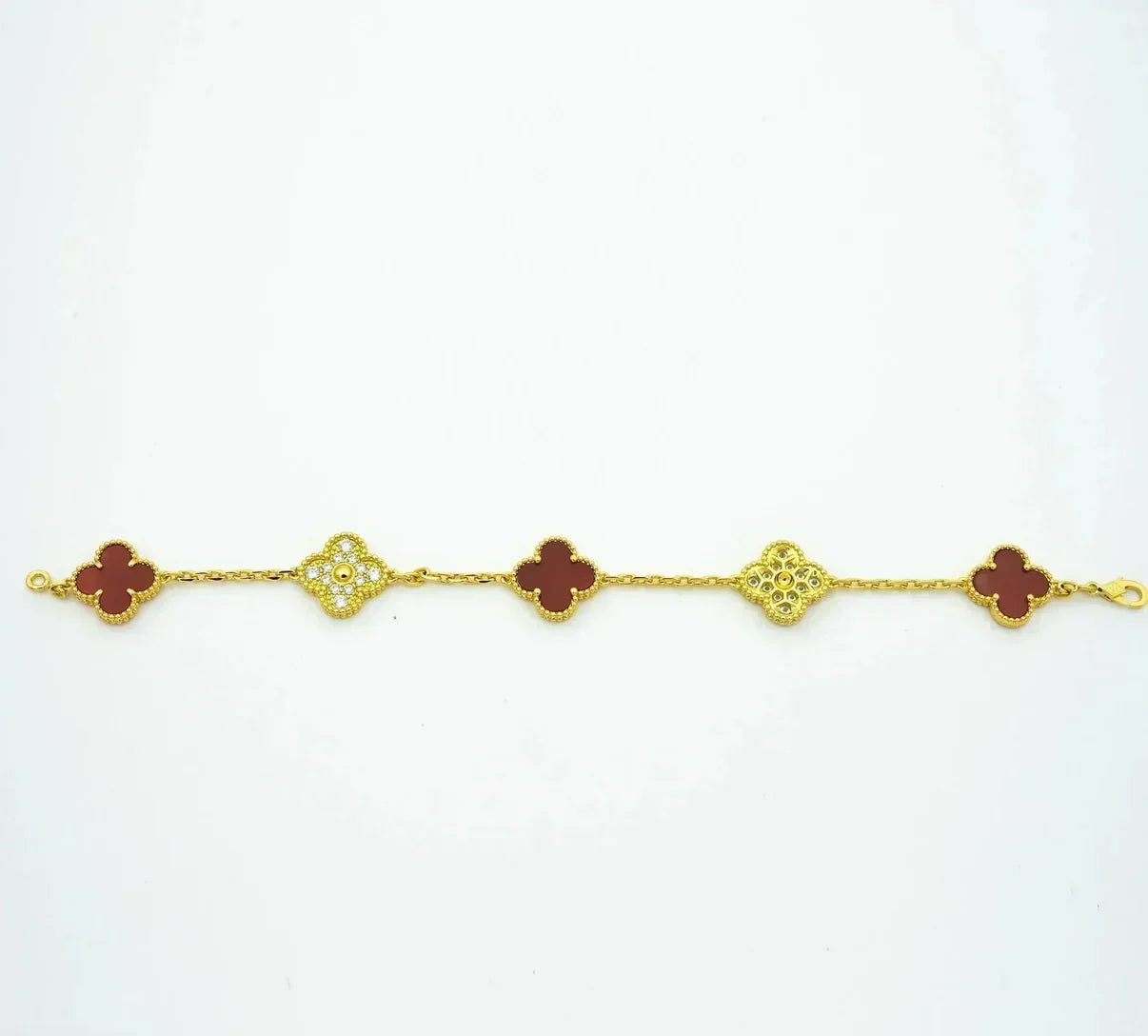 [Saipan]LUCKY CLOVER 5-MOTIF BRACELET - RED CARNELIAN COLLECTION