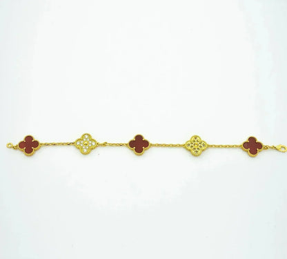 [Saipan]LUCKY CLOVER 5-MOTIF BRACELET - RED CARNELIAN COLLECTION