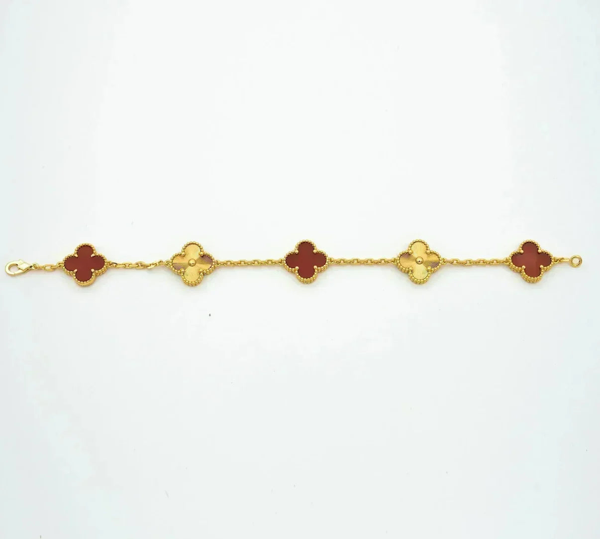 [Saipan]LUCKY CLOVER 5-MOTIF BRACELET - RED CARNELIAN COLLECTION