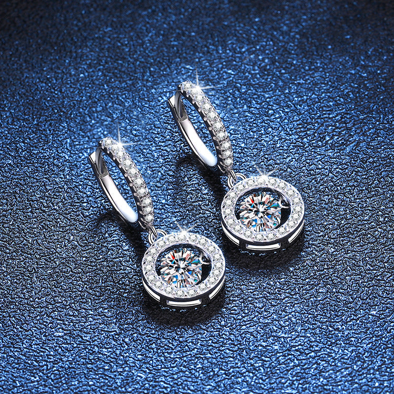 [Saipan]DANCING MOISSANITE HALO DROP HOOP EARRINGS