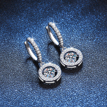 [Saipan]DANCING MOISSANITE HALO DROP HOOP EARRINGS