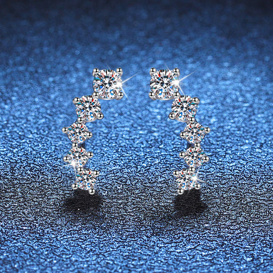 [Saipan]SPARKLING SMILE ARC MOISSANITE STUD EARRINGS