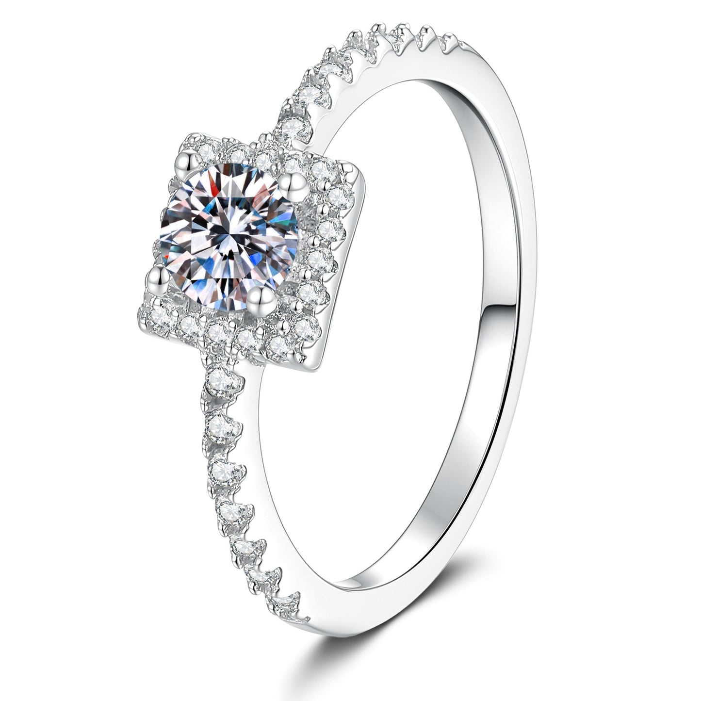 [Saipan]DAINTY SUGAR-CUBE MOISSANITE RING