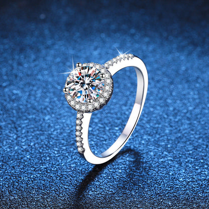 [Saipan]RADIANT ROUND HALO MOISSANITE ENGAGEMENT RING