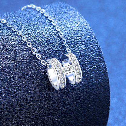 [Saipan]FULL-PAVE "H" MOISSANITE PENDANT NECKLACE