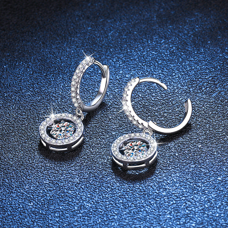 [Saipan]DANCING MOISSANITE HALO DROP HOOP EARRINGS