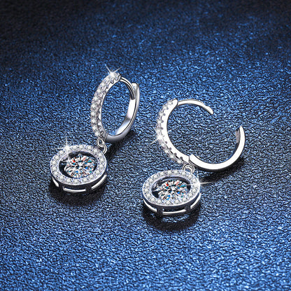 [Saipan]DANCING MOISSANITE HALO DROP HOOP EARRINGS