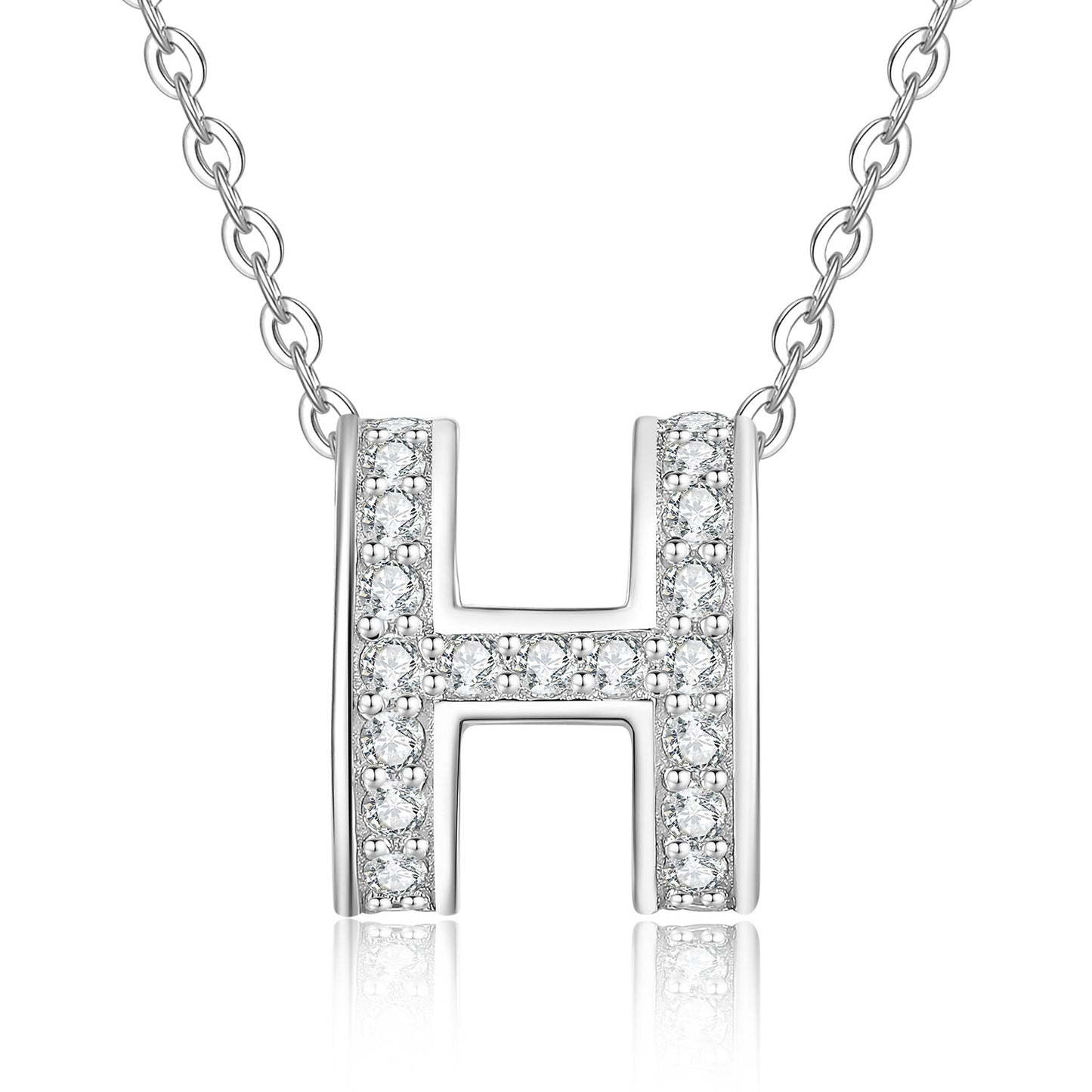 [Saipan]FULL-PAVE "H" MOISSANITE PENDANT NECKLACE