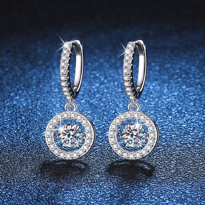 [Saipan]DANCING MOISSANITE HALO DROP HOOP EARRINGS