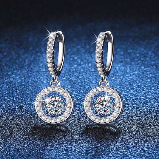 [Saipan]DANCING MOISSANITE HALO DROP HOOP EARRINGS