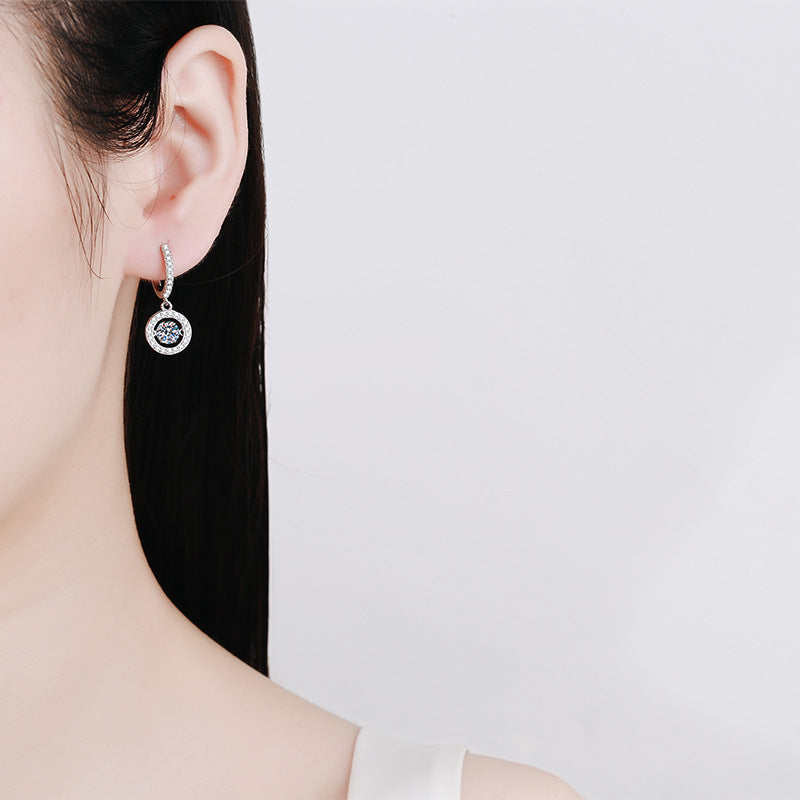[Saipan]DANCING MOISSANITE HALO DROP HOOP EARRINGS