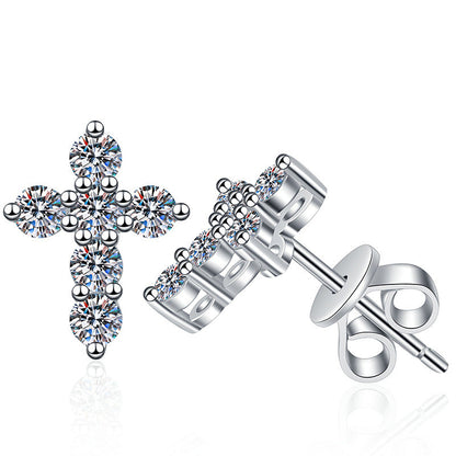 [Saipan]SPARKLING CROSS MOISSANITE STUD EARRINGS