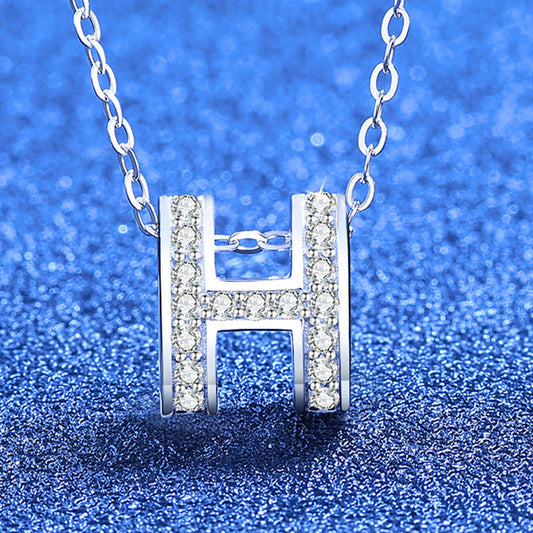 [Saipan]FULL-PAVE "H" MOISSANITE PENDANT NECKLACE