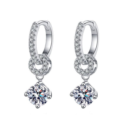 [Saipan]INTERLOCKING DOUBLE RING MOISSANITE DROP EARRINGS